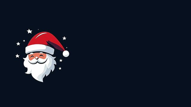 seamless video loop of a floating head of Santa Claus on dark background. Santa is in the corner of the screen, rest of screen is empty.