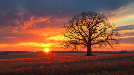 Fototapeta premium Stunning HD Sunset Landscape Background – Perfect for Desktop and Nature Wallpapers