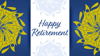 Obraz premium Happy Retirement Mandala Blue Gold Left Right Horizontal Text 