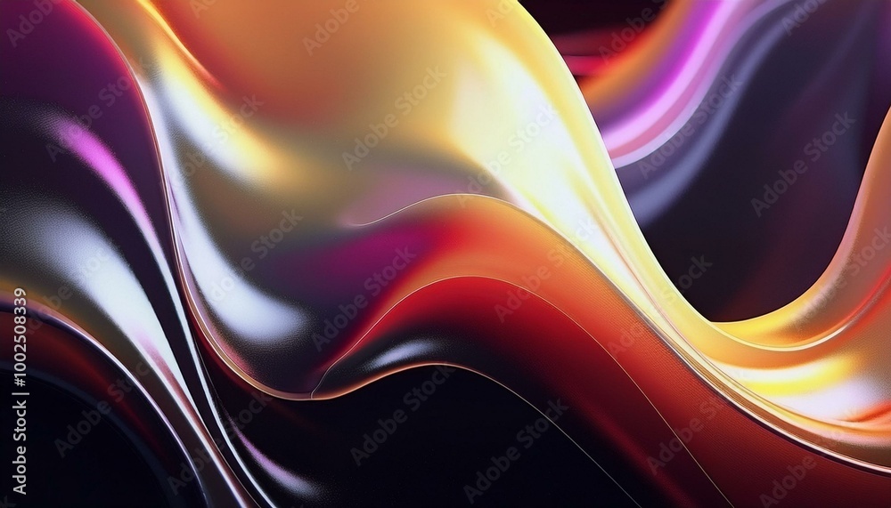 Aufkleber abstract fluid iridescent holographic neon curved wave in motion colorful background 3d render. grad