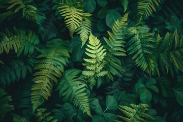 Fototapeta premium Lush Green Fern Leaves with Vibrant Foliage: Botanical Photography for Nature-Inspired Design