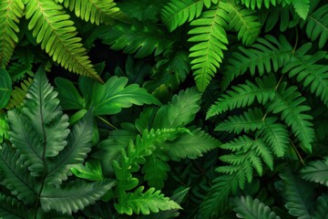 Lush Green Fern Leaves with Vibrant Foliage: Botanical Photography for Nature-Inspired Design