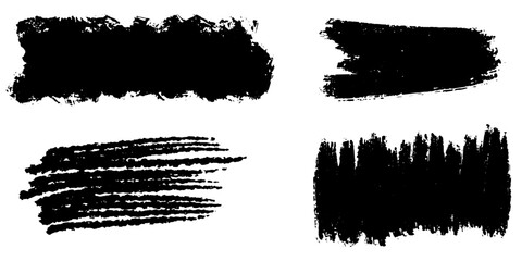 Set of ink brush strokes, brushes, lines, black paint, grungy. hand drawn graphic element isolated on white background. vector illustration.