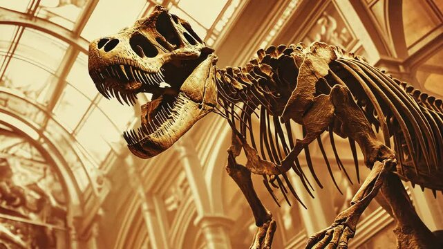 Allosaurus skeleton displayed in museum of natural history