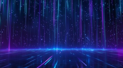 Futuristic neon light wall with colorful streaks, creating a vibrant digital atmosphere.