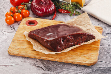 Raw beef liver for cooking