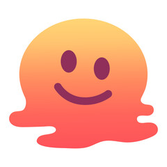 Melting face emoji icon. Trendy colors, popular element for social media and digital designs. Emoticon, isolated element.