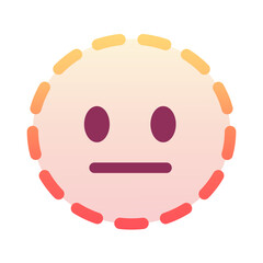 Dotted line face emoji icon. Trendy colors, popular element for social media and digital designs. Emoticon, isolated element.