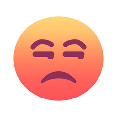 Obraz premium Unamused face emoji icon. Trendy colors, popular element for social media and digital designs. Emoticon, isolated element.