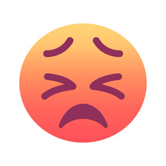 Persevering face emoji icon. Trendy colors, popular element symbolizing determination and resilience, often used in social media. Emoticon, isolated element.