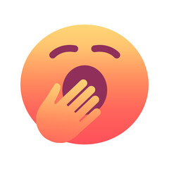 Yawning face emoji icon. Trendy colors, popular element symbolizing boredom or sleepiness, often used in social media. Emoticon, isolated element.