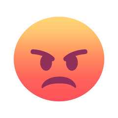 Angry face emoji icon. Trendy colors, popular element that conveys strong anger or irritation, frequently used in social media. Emoticon, isolated element.