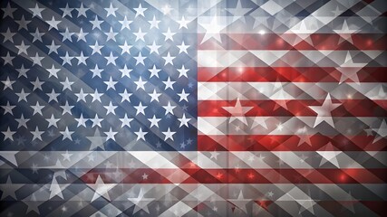Naklejka premium Independence Day abstract background with elements of the american flag in gray colors. flag USA background design for independence, veterans, labor, memorial day. colorful smoke on black background