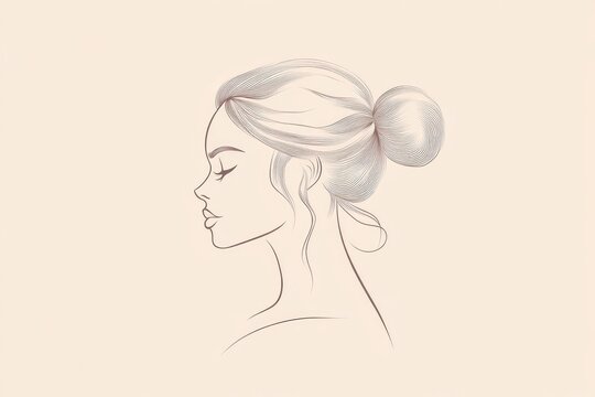 recommend clip art: Stylized female profile logo design in minimal line art style 2D cartoon illustration of a woman s face silhouette for a beauty salon or hairdresser brand emblem