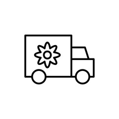 Flower truck outline icons, minimalist vector illustration ,simple transparent graphic element .Isolated on white background