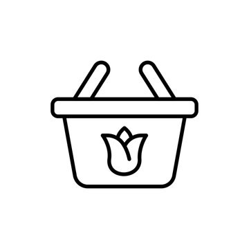 recommend clip art: Flower basket outline icons, minimalist vector illustration ,simple transparent graphic element .Isolated on white background