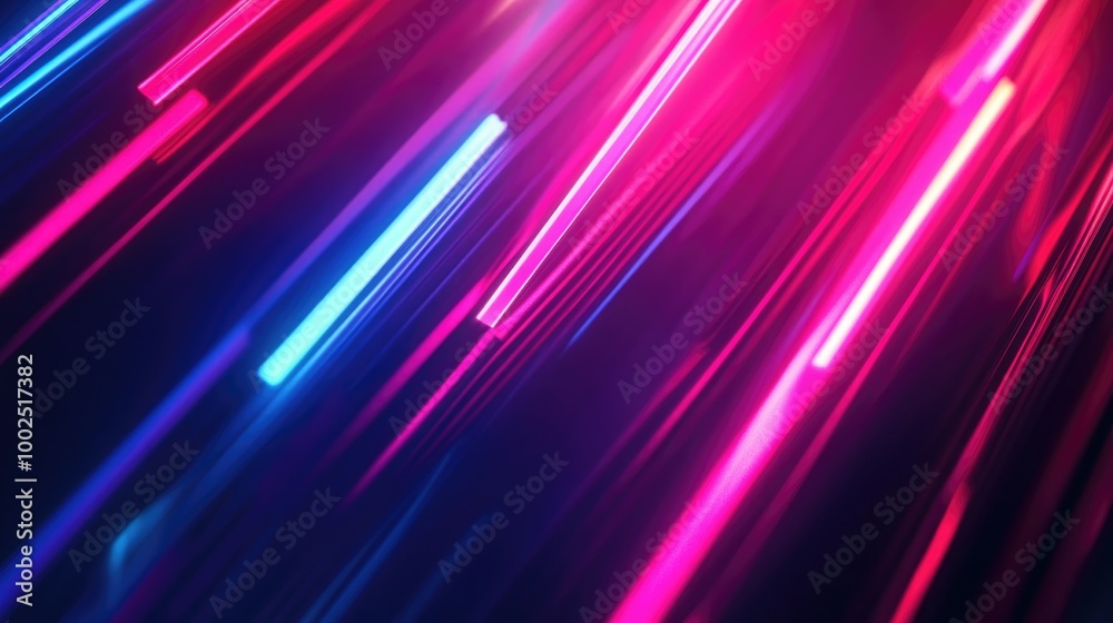 Poster Neon illuminated techno lines creating a high tech futuristic abstract background design template