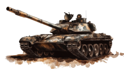 Soviet T-34 tank model in green, showcasing its armored power and heavy artillery from World War II, isolated in a battle setting