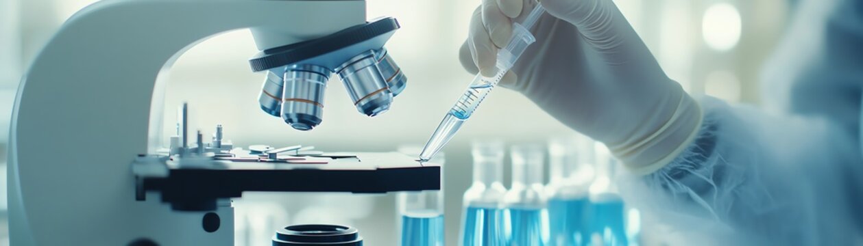 Scientist using a microscope