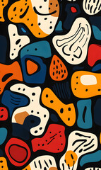 Hand-drawn 2D Doodle Tile and Carpet Patterns with White Borders &ndash; Geometric, Floral, and Abstract Designs