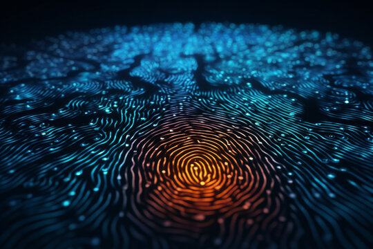 Abstract fingerprint scan, identity security, fraud prevention concept
