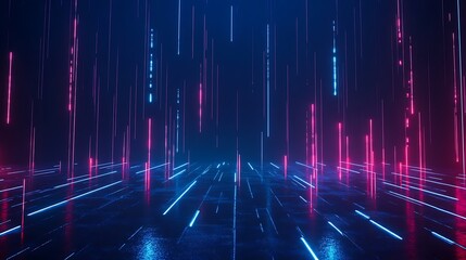 Futuristic neon lights in vibrant shades creating a dynamic digital atmosphere.