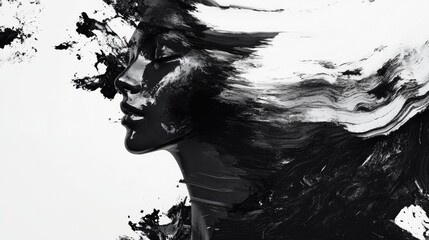 Fototapeta premium Artistic monochrome composition featuring contrasting black and white elements