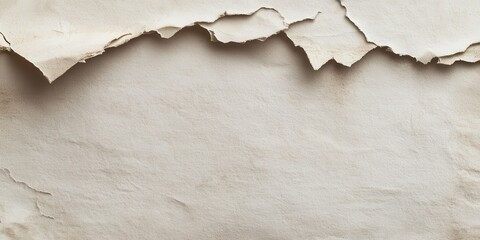 A textured, torn piece of aged paper with a soft, neutral background.