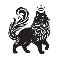 Fototapeta premium illustration of a lion cat silhouette vector,animal, vector, head, tattoo, wolf, tiger, dog, wild, lion, illustration, cartoon, cat, tribal, symbol, 