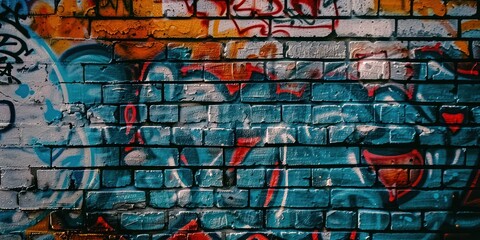 close up graffiti brick wall