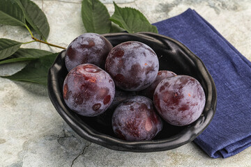 Ripe sweet tasty blue plum