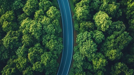 stunning aerial view of a road and trees, offering a glimpse of green landscapes, peaceful surroundings, and scenic routes, perfect for exploring nature and enjoying outdoor adventures
