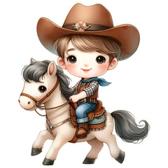 Cute Cowboy Clipart, Wild West Clipart, Desert Clipart, Cactus Clipart, Farm Clipart, Baby Cowboy, Watercolor Clipart, Scrapbook Clipart 