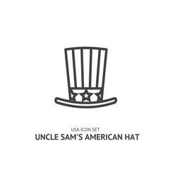 Uncle Sam USA Hat Black Thin Line Icon American Symbol Concept. Vector illustration of National Holiday Element