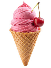 Ice cream cone isolated on transparent background, PNG file, Generative AI
