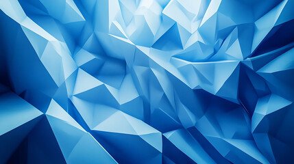 Fototapeta premium Abstract blue geometric background with 3D triangular pattern and light.