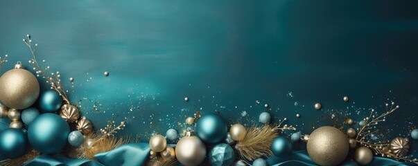 golden and turquoise christmas ball decoration copy scape