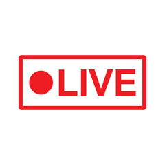 Live stream icon with a red circle. Website online video livestream symbol. Flat vector illustration.