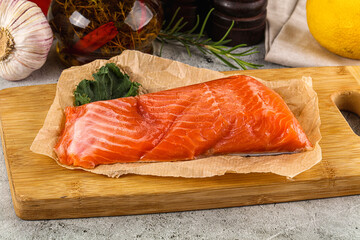 Piece of cut salmon fillet