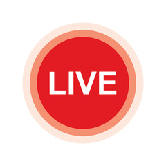 Live stream logo. Red symbol icon of live streaming, broadcasting, online video stream. Vector illustration for social media, website, ui, media player, tv, shows and more.