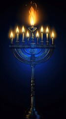 Fototapeta premium a menorah lit with candles on a dark background