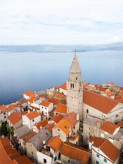 Vertical scenery of old town Vrbnik, Croatia. Beautiful ancient town on Adriatic coast. Concept...