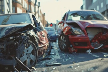 cars crashed on street traffic road stop