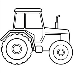 Clean Tractor Line Art Illustration.