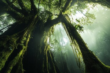 Towering Trees in a Lush Jungle Canopy
