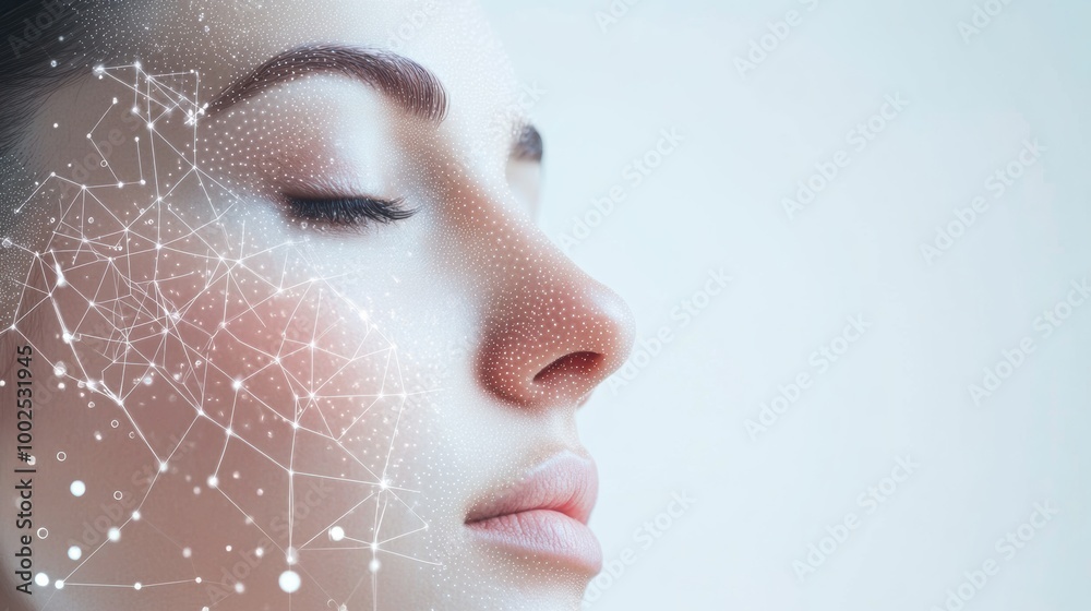 Aufkleber abstract design featuring lines and dots that resemble skincare procedure diagrams for facial treatm