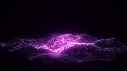 Fototapeta premium Abstract technology wave of particles and lines. Big data visualization. Background with motion dots. Artificial intelligence.