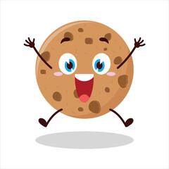 Cute celebration jump expression of cookies cartoon character