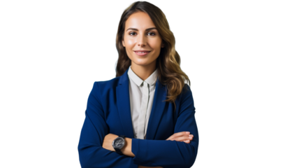 Business woman looking at the camera on transparent background PNG.