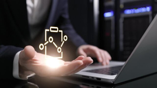 A glowing statistics icon highlights the use of data and analytics in business decision-making, driving informed strategies, and optimizing performance for sustained growth